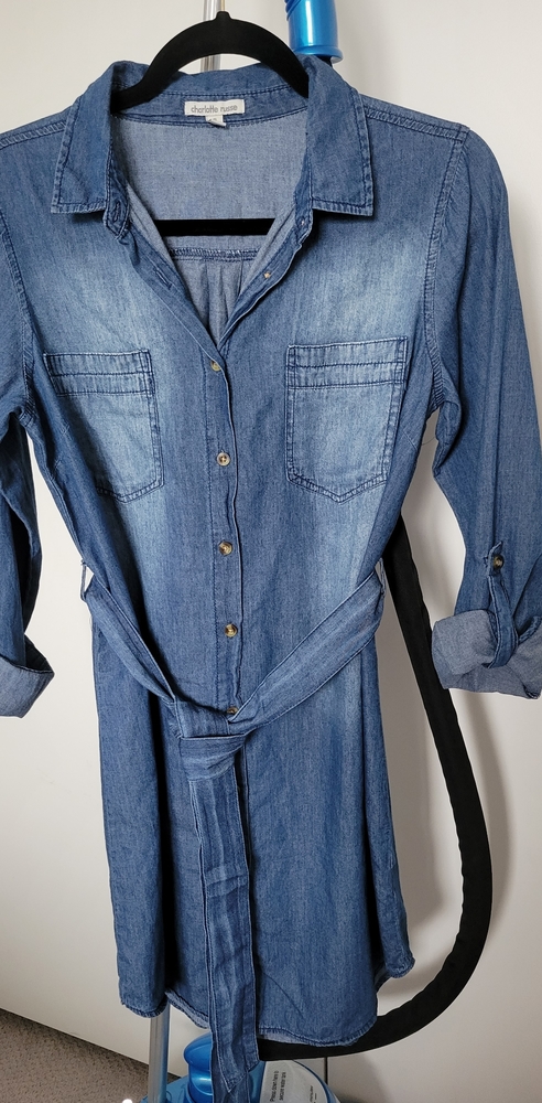 Denim button down dress